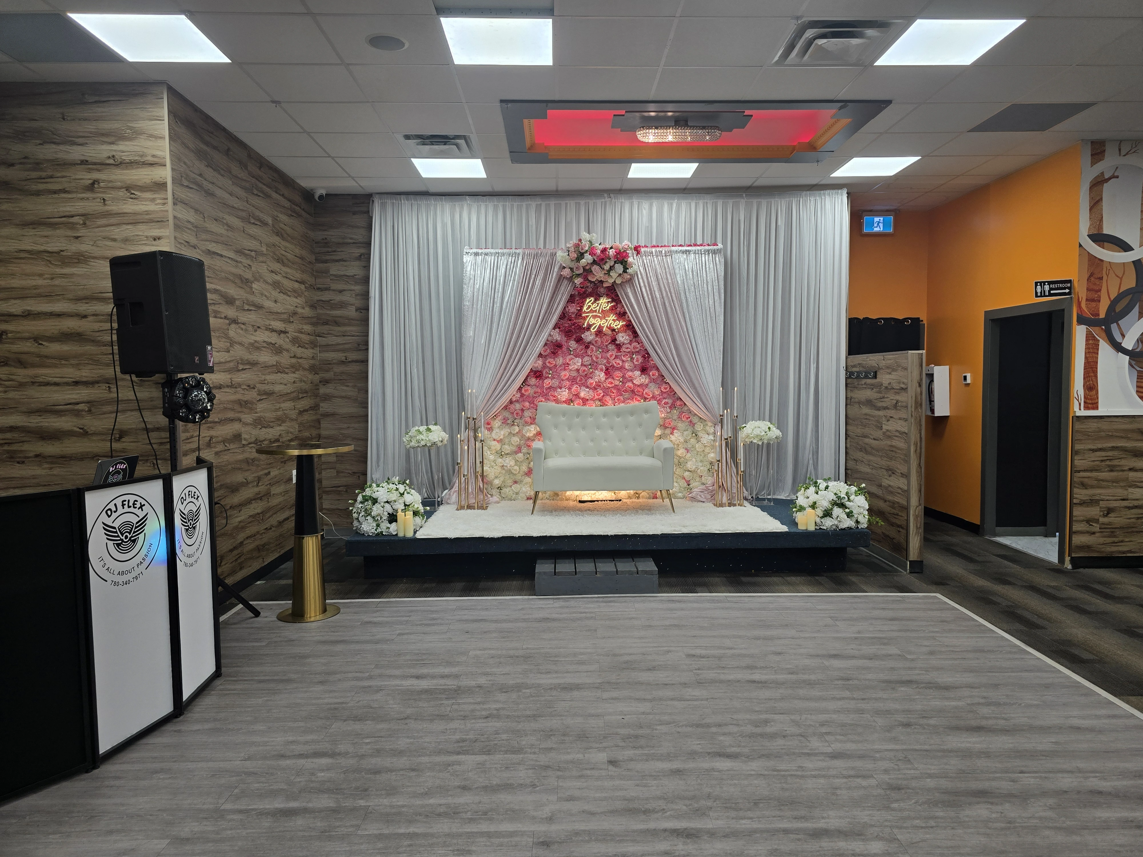 Corporate and private event setup at the Royal Sweets And Restaurant banquet hall in south Edmonton